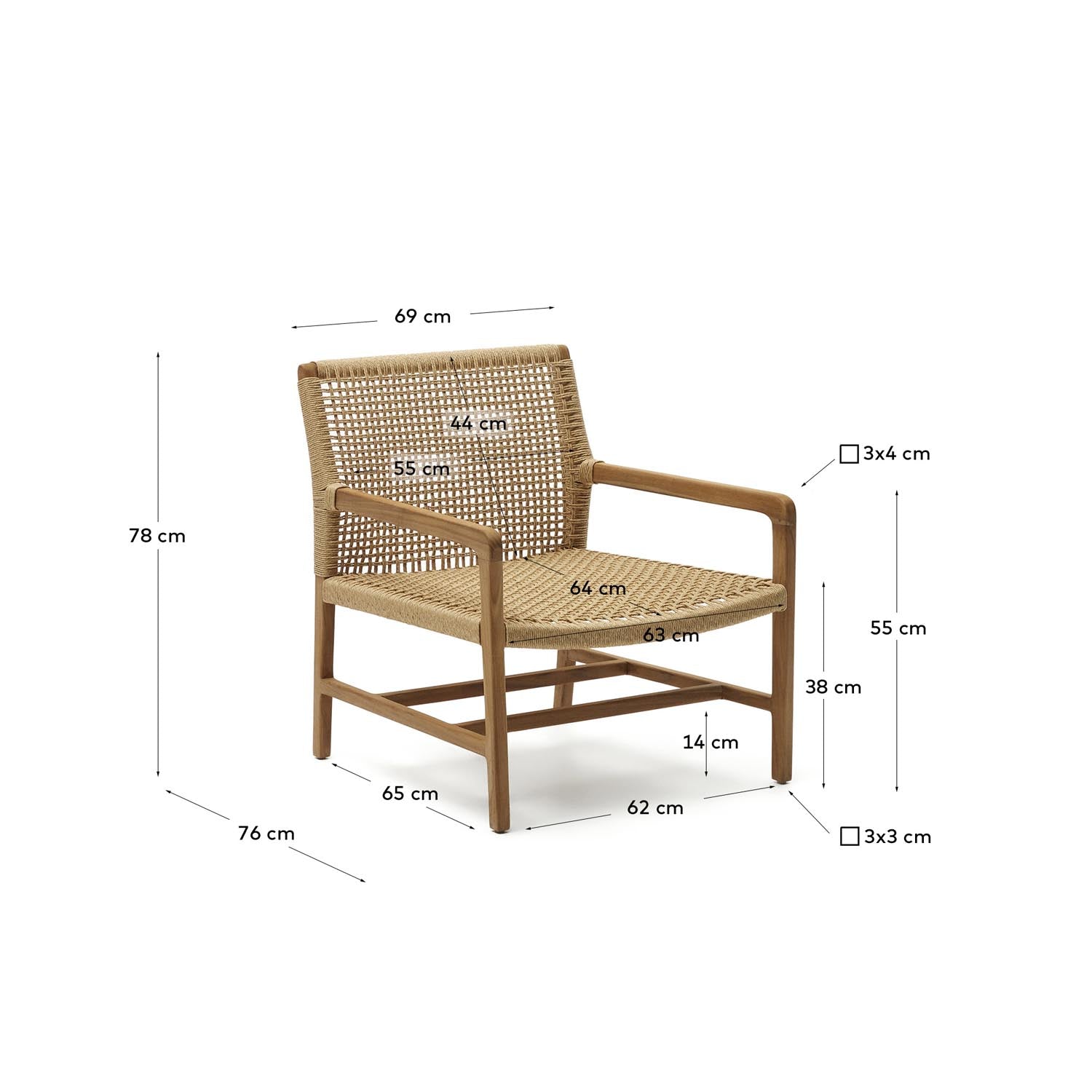 Entspanne stilvoll im Sabolla Sessel aus robustem Teakholz. Ideal für Garten und Terrasse, vereint er Komfort und modernes Design.