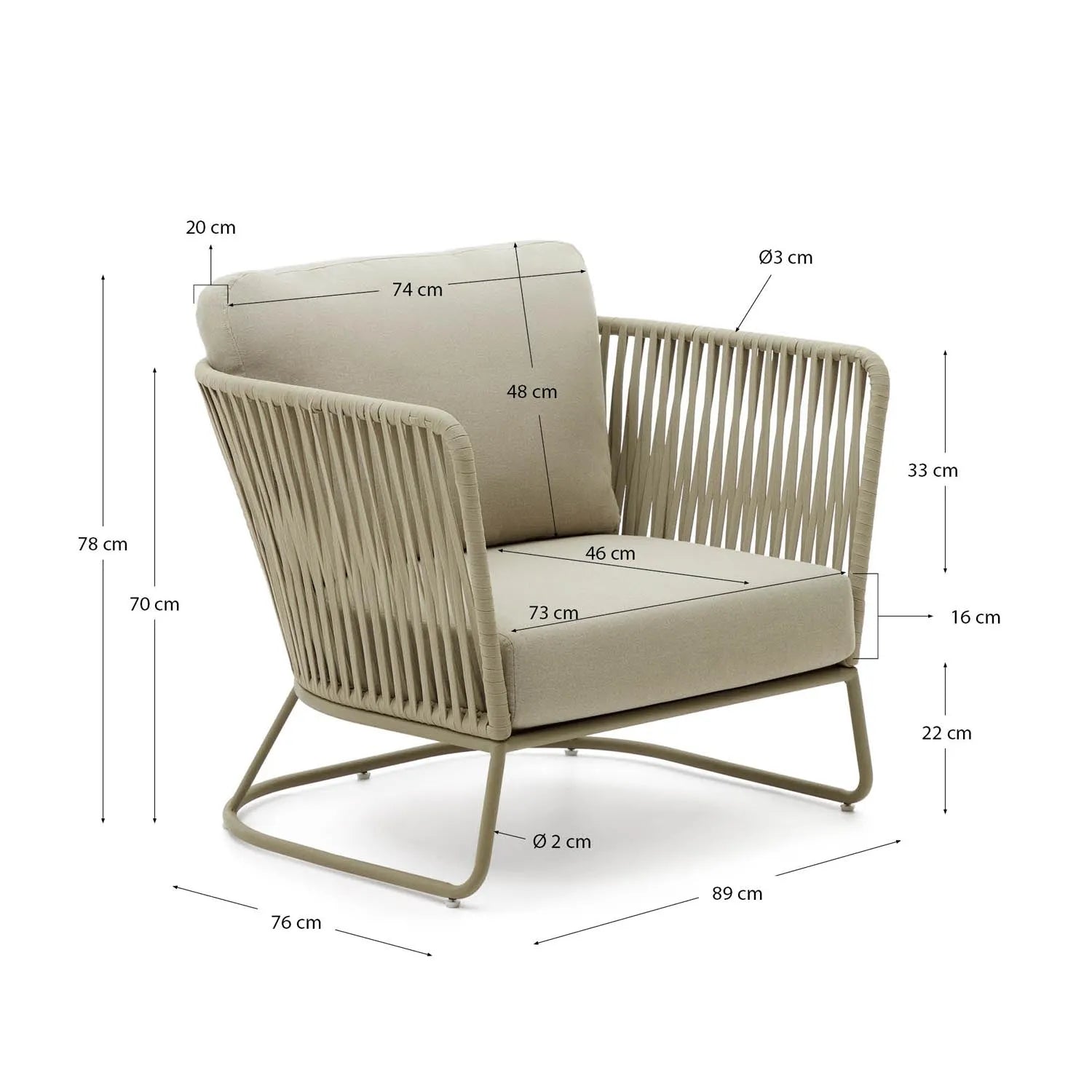 Sessel Saconca: Eleganter Outdoor-Stil mit langlebigem Flechtwerk.