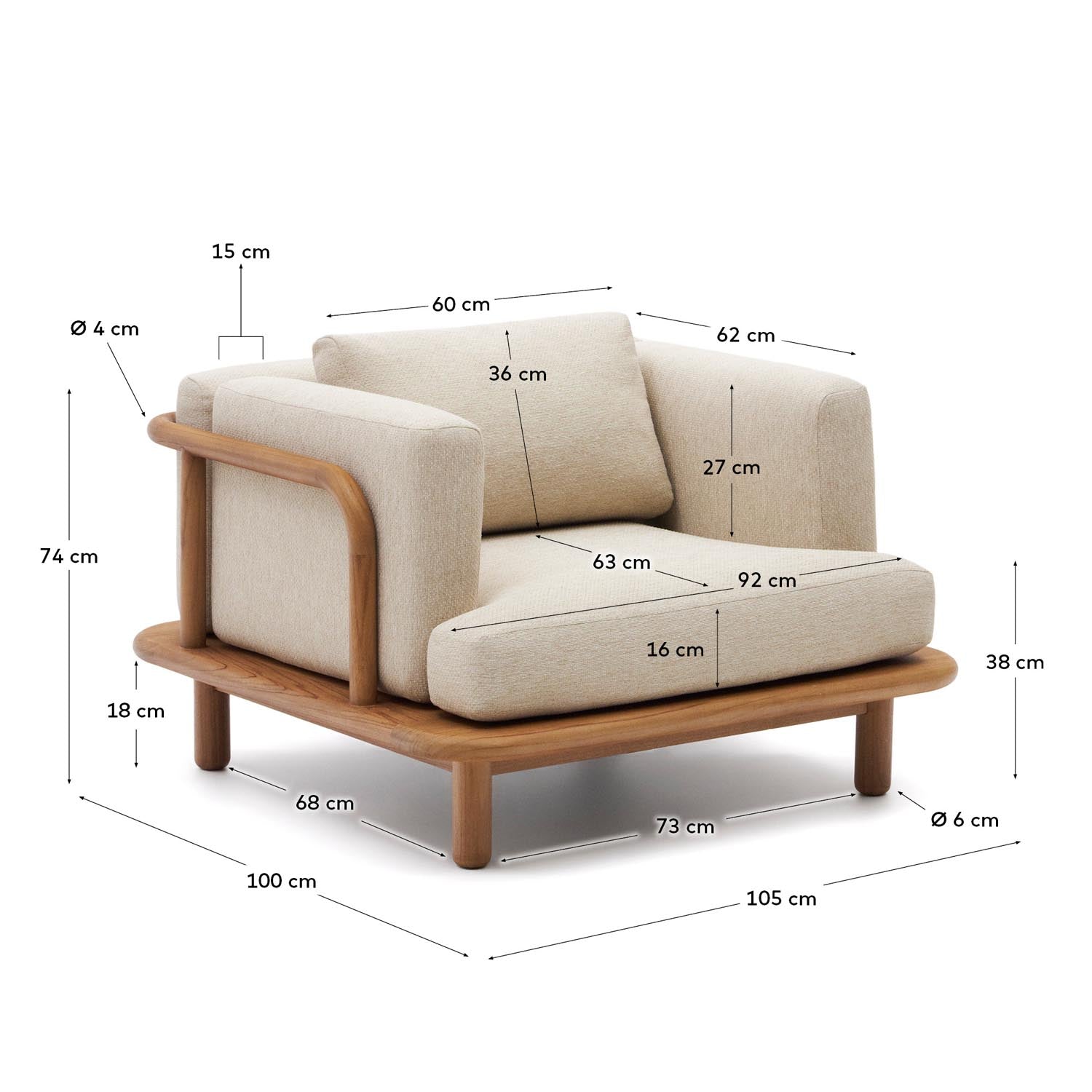 Eleganter Turqueta Sessel aus 100% FSC-zertifiziertem Teakholz. Perfekt für Garten, Balkon und Terrasse – robust, nachhaltig und komfortabel.