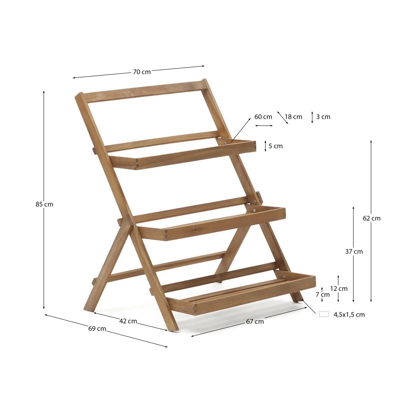 Elegantes Outdoor-Regal aus FSC-zertifiziertem Akazienholz.