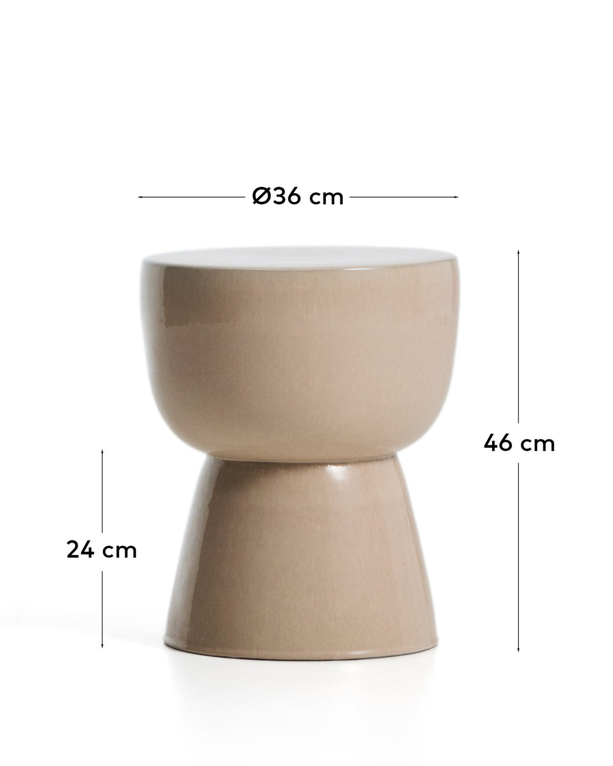 Outdoor-Beistelltisch Mesquida aus Keramik mit ecrufarbener Glasur, Ø 36 cm in Beige, Ecru, Hellgrau präsentiert im Onlineshop von KAQTU Design AG. Beistelltisch Outdoor ist von Kave Home