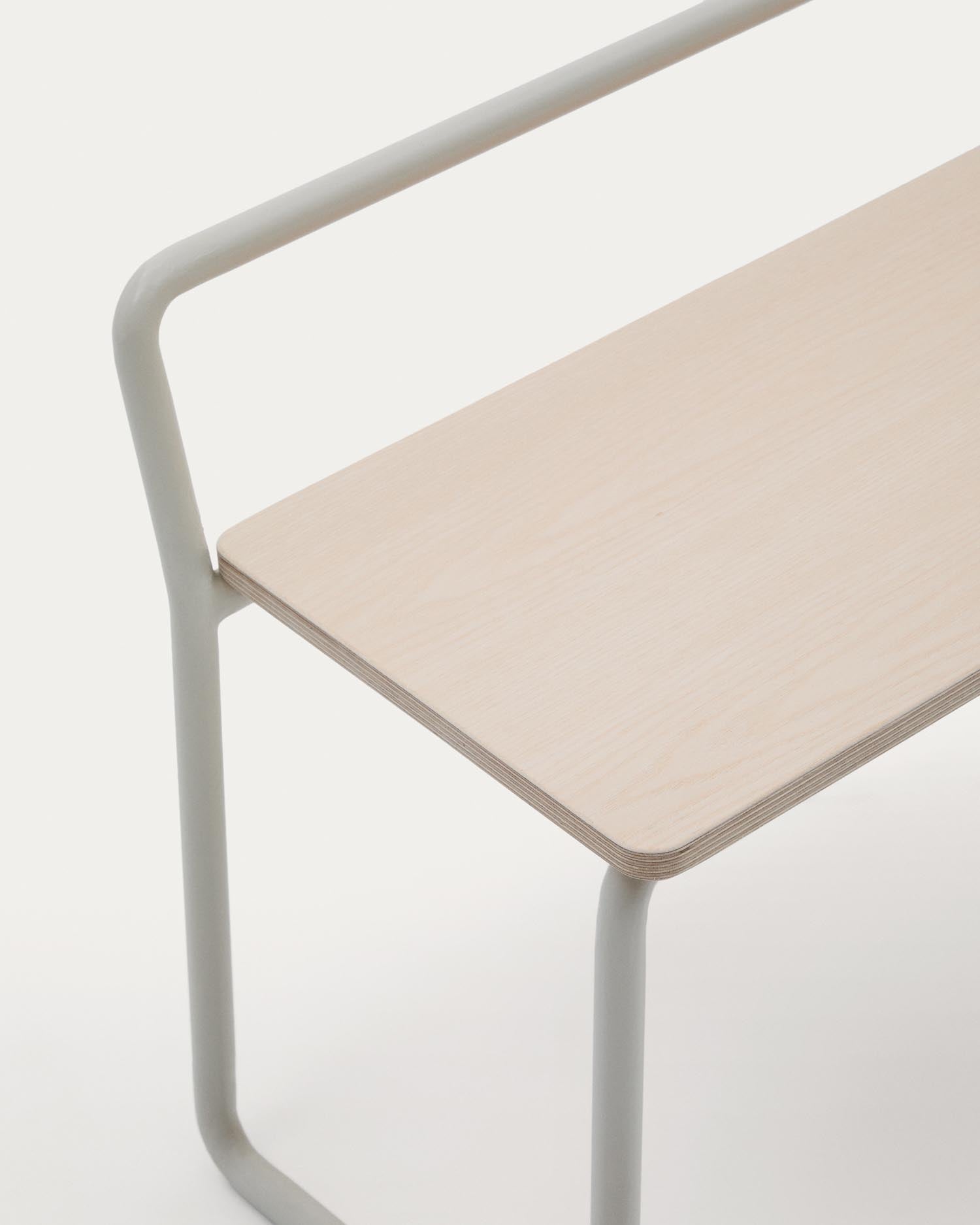 Elegante Bank Tinn aus Eschenfurnier mit stabilem beigefarbenem Metallgestell, 75 cm breit, ideal für modernes Wohndesign.