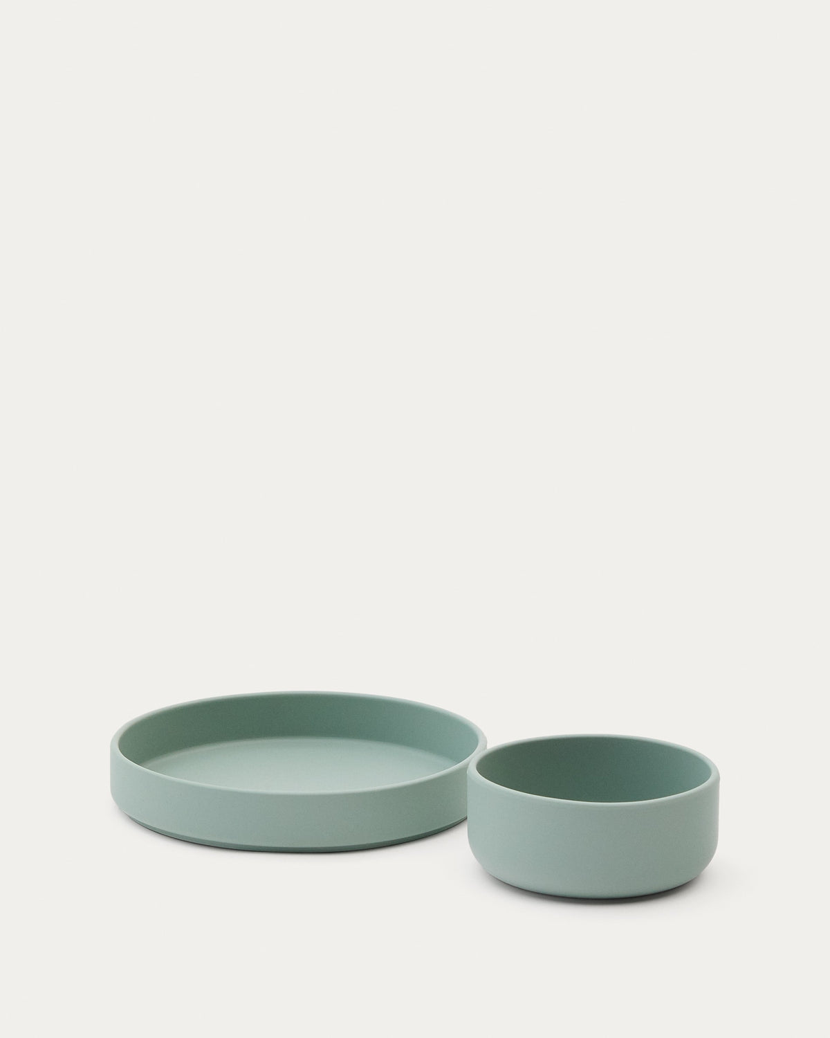 Set Lili aus Teller und Schüssel aus Silikon türkis in Türkis präsentiert im Onlineshop von KAQTU Design AG. Geschirr Kids ist von Kave Home