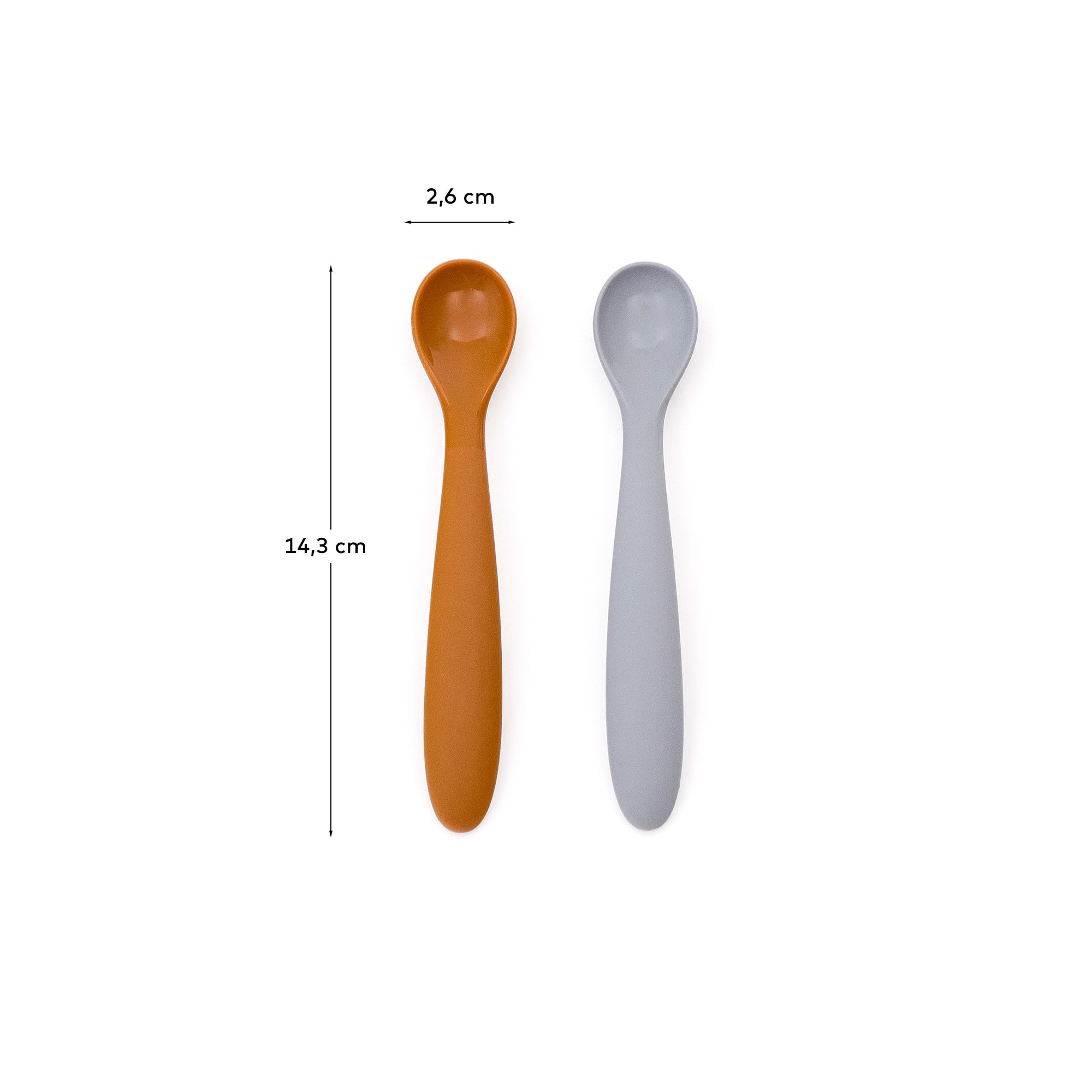 Set Lili aus 2 Löffeln aus Silikon orange und blau in Orange, Blau präsentiert im Onlineshop von KAQTU Design AG. Geschirr Kids ist von Kave Home