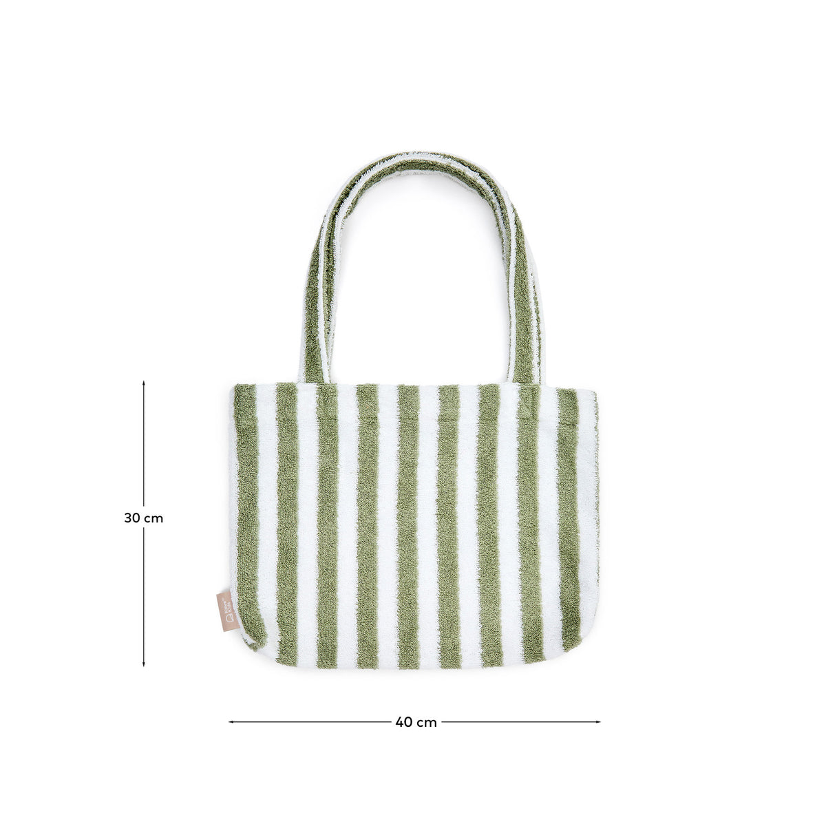 Flache Tasche Nuni mit grün-weissen Streifen aus Baumwollgewebe, Kinderaccessoire von Kave Home