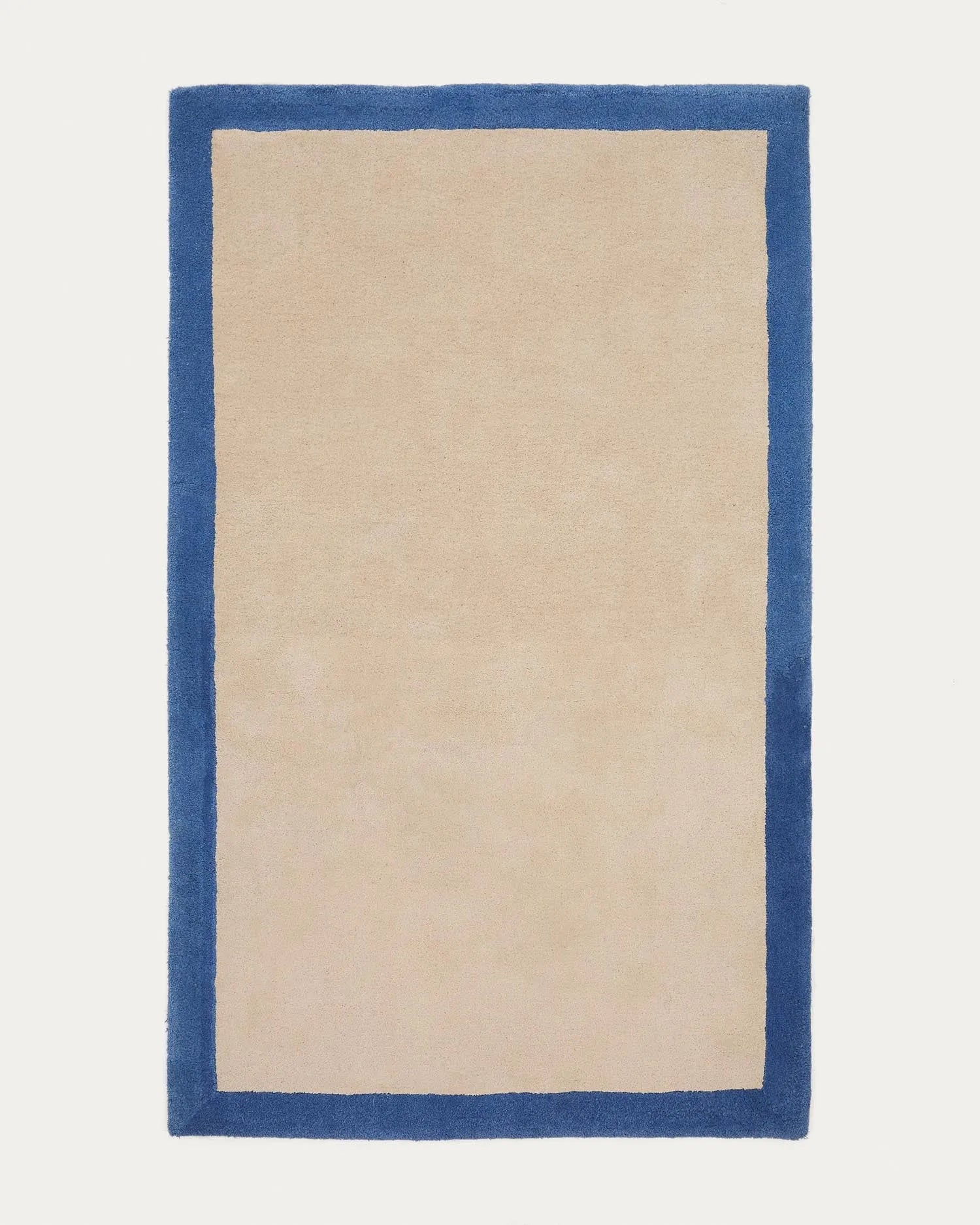 Teppich Nalim aus 100% Baumwolle, beige und blau, 90x150 cm. Stilvolles Design, ideal für jeden Raum.