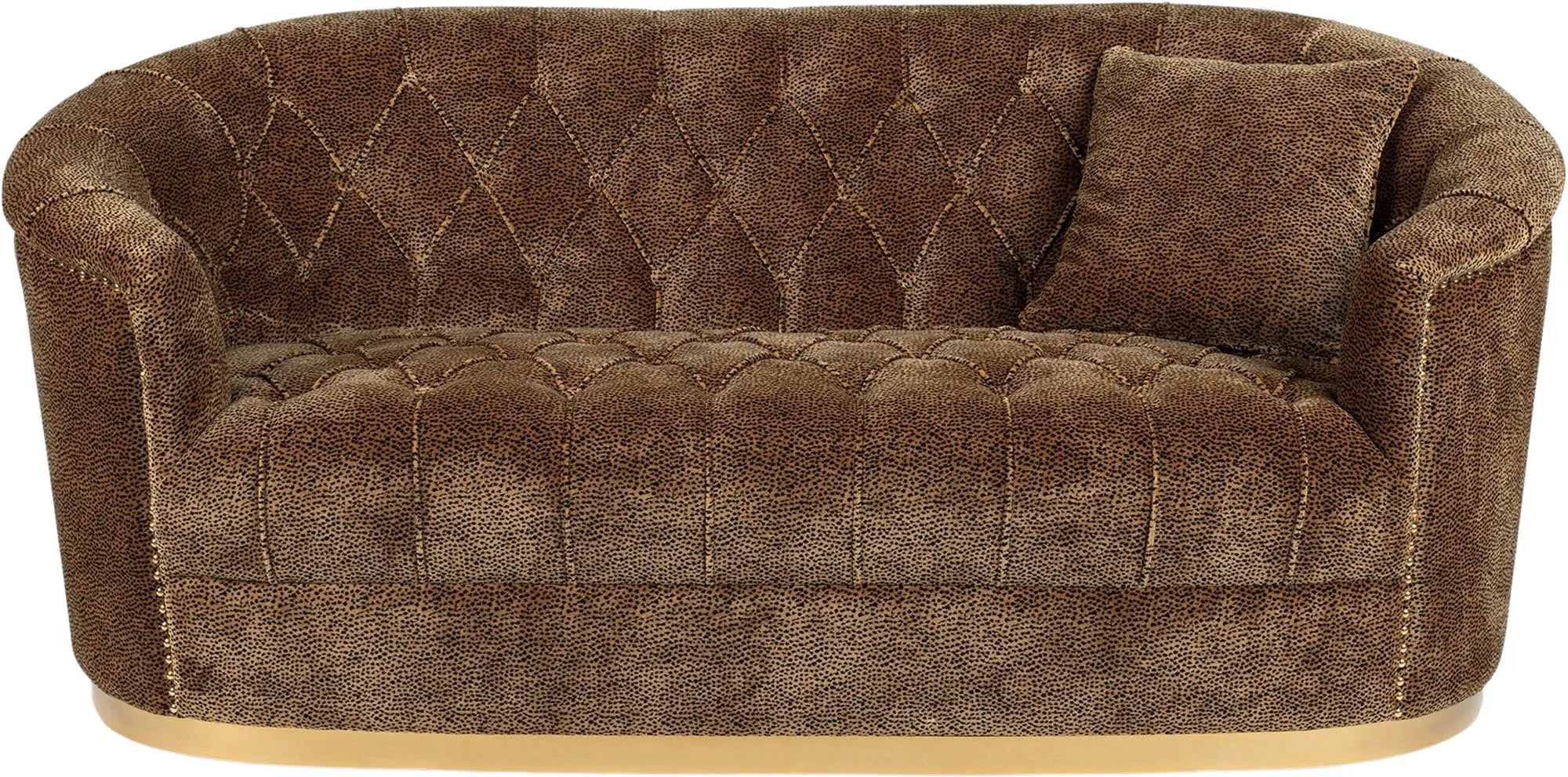 Elegantes 2er-Sofa mit Panther-Muster, weichem Stoff und stabilen Holzbeinen. Stilvoller Blickfang für jeden Raum.