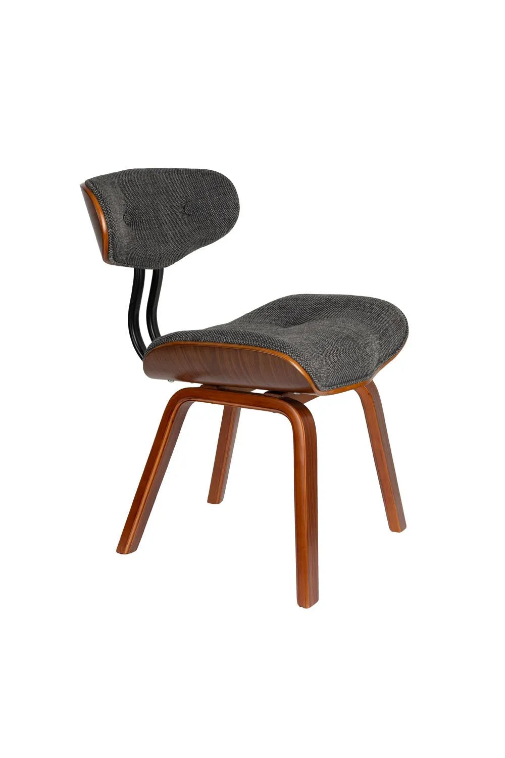 Eleganter Schalenstuhl aus Bugholz, gepolstertem Sitz und Stahlrahmen. Perfekt für Esszimmer, Wohnzimmer oder Flur.