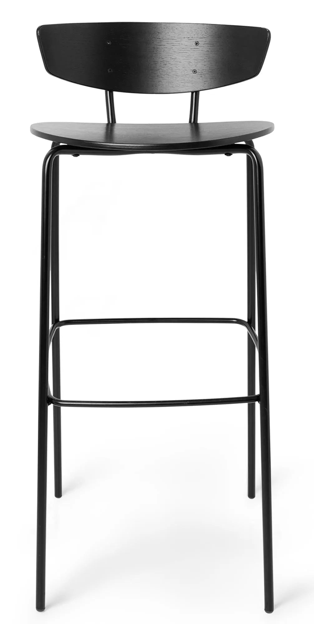 Eleganter Herman Barstuhl von Ferm Living: Hochwertiges Eichenfurnier, modernes Metallgestell, ergonomische Rückenlehne, ideal für stilvolle Räume.