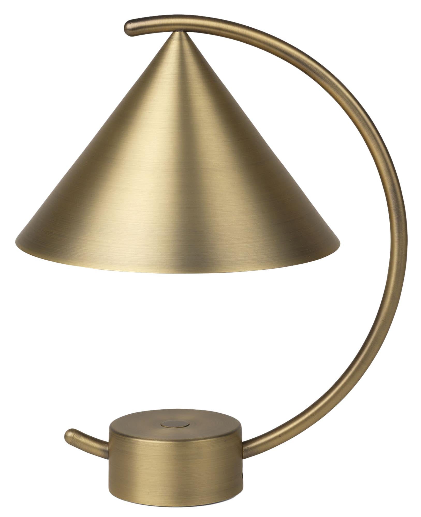 Die Meridian Lampe von Ferm Living ist eine stilvolle, tragbare Lichtquelle mit dimmbarem Licht, die bis zu 12 Stunden leuchtet und modernes Design verkörpert.