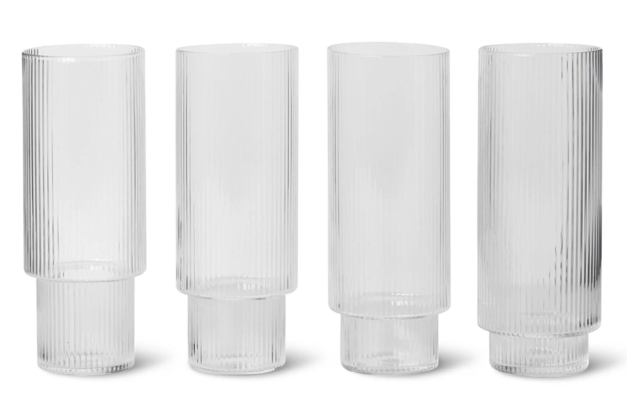 Ripple Longdrink Gläser 4er Set, Glas, KAQTU Design