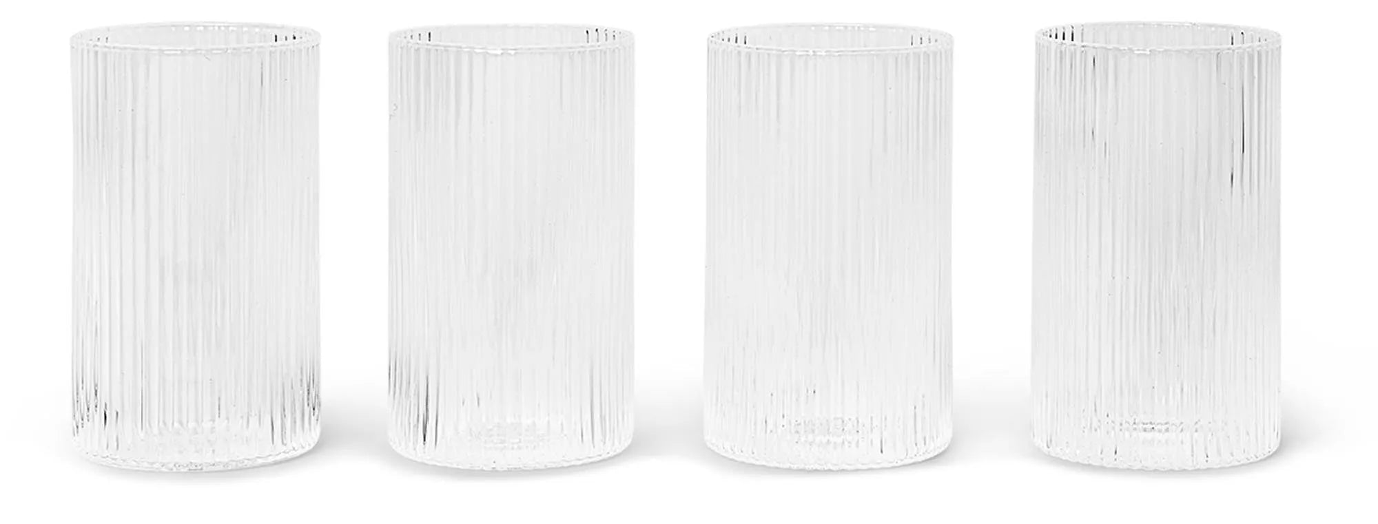 Ripple Glas (Gerillt) 4er Set, Glas, KAQTU Design