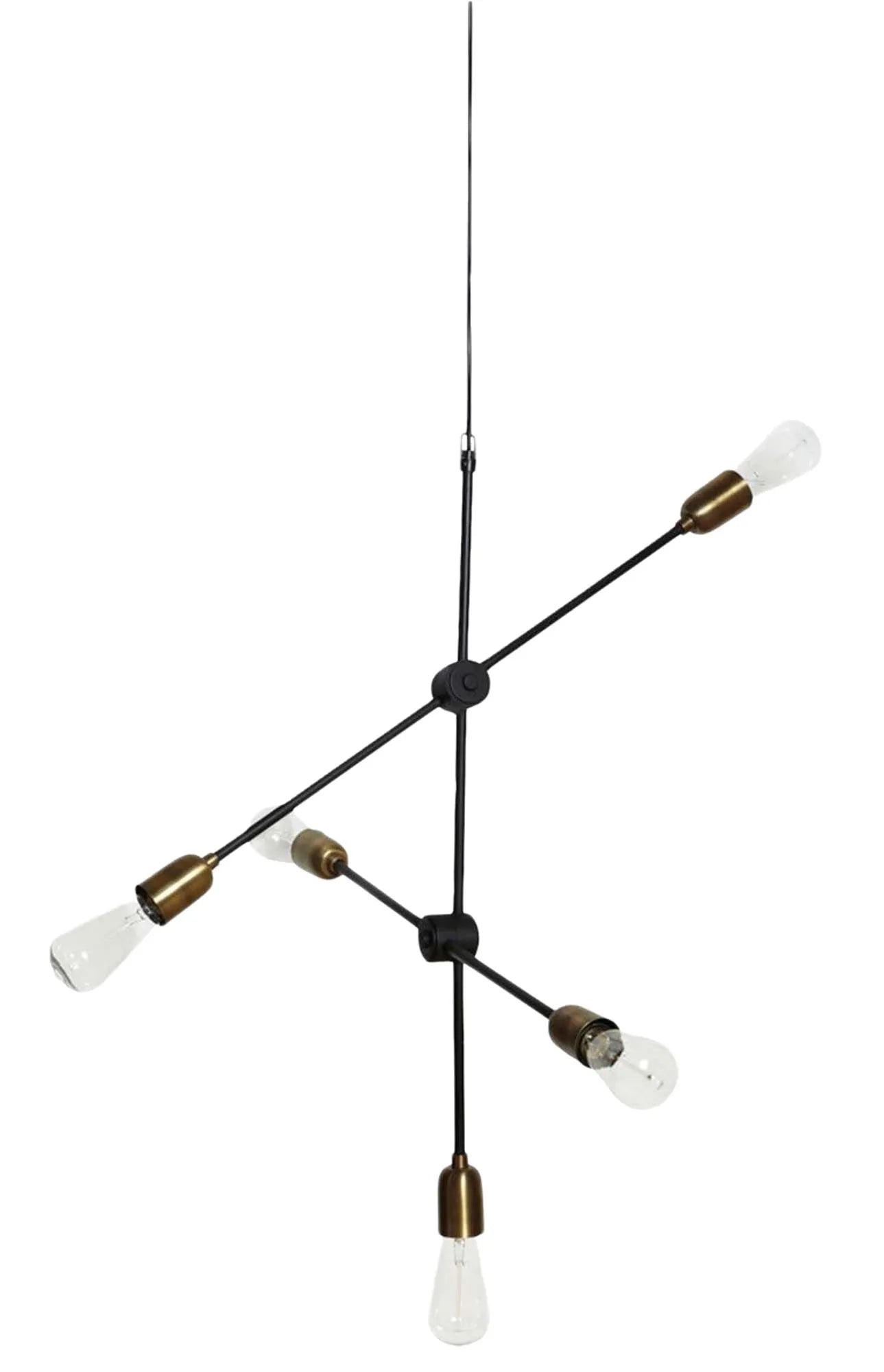 Die Molecular Lampe von House Doctor: Skulpturales Design mit 5 Messingfassungen, verstellbaren Stangen, ideal für Esstisch oder Wohnzimmer.