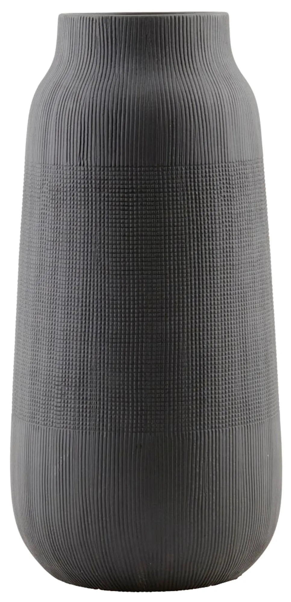 Elegante schwarze Groove Vase von House Doctor mit Rillenmuster, ideal für Blumensträuße oder als stilvolles Dekor.