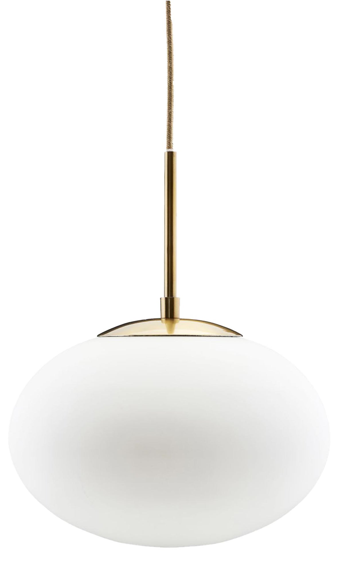 Weisse Glas-Pendelleuchte Opal von House Doctor mit Messing-Details und Kabel