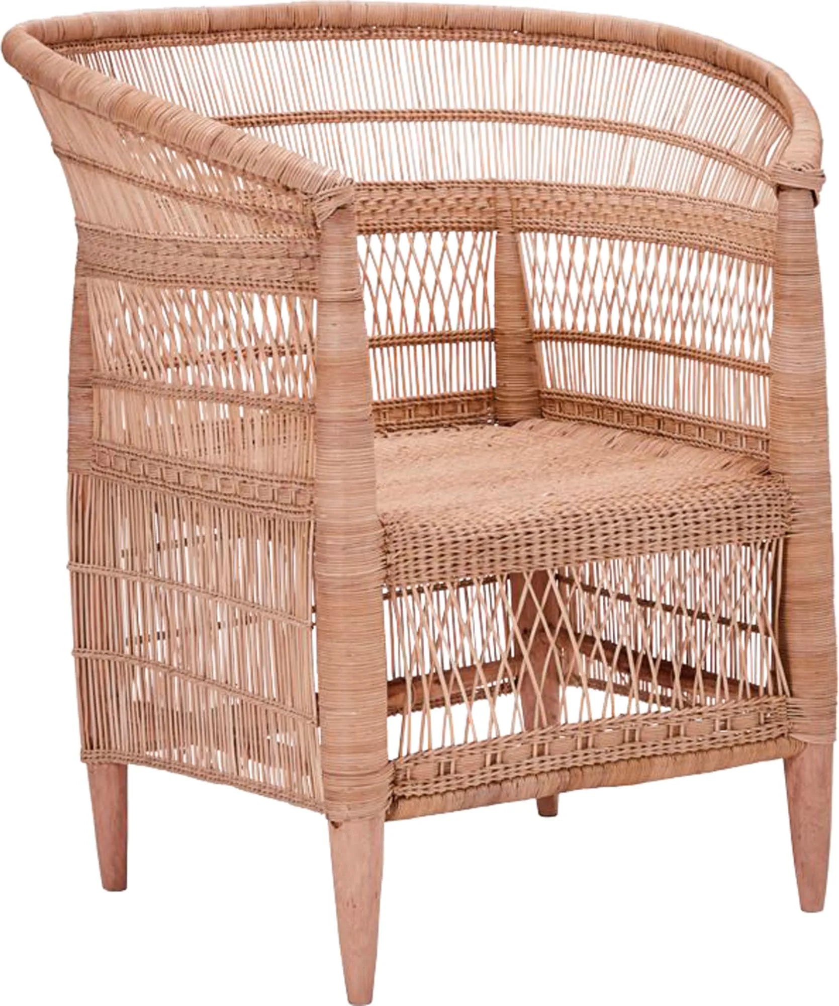 Rattansessel Rika: Handgefertigt, Naturfarbe, Holz & Rattan, H: 78cm, max 145kg. Einzigartig & gemütlich.