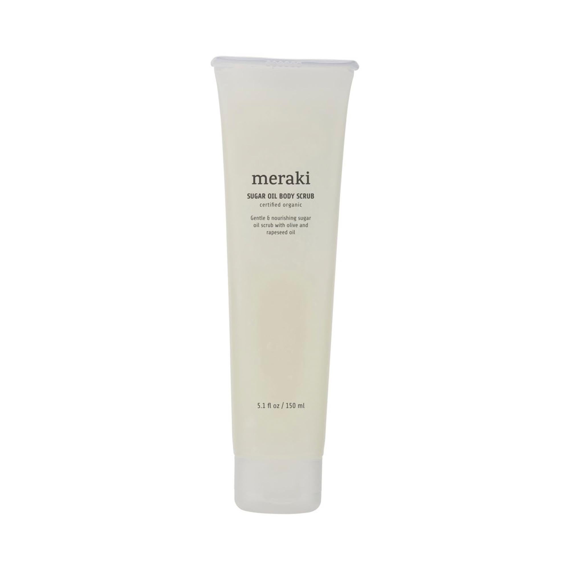 Luxuriöses Zucker & Öl Body Scrub von Meraki: Sanfte Exfoliation, feuchtigkeitsspendend, für strahlende Haut.
