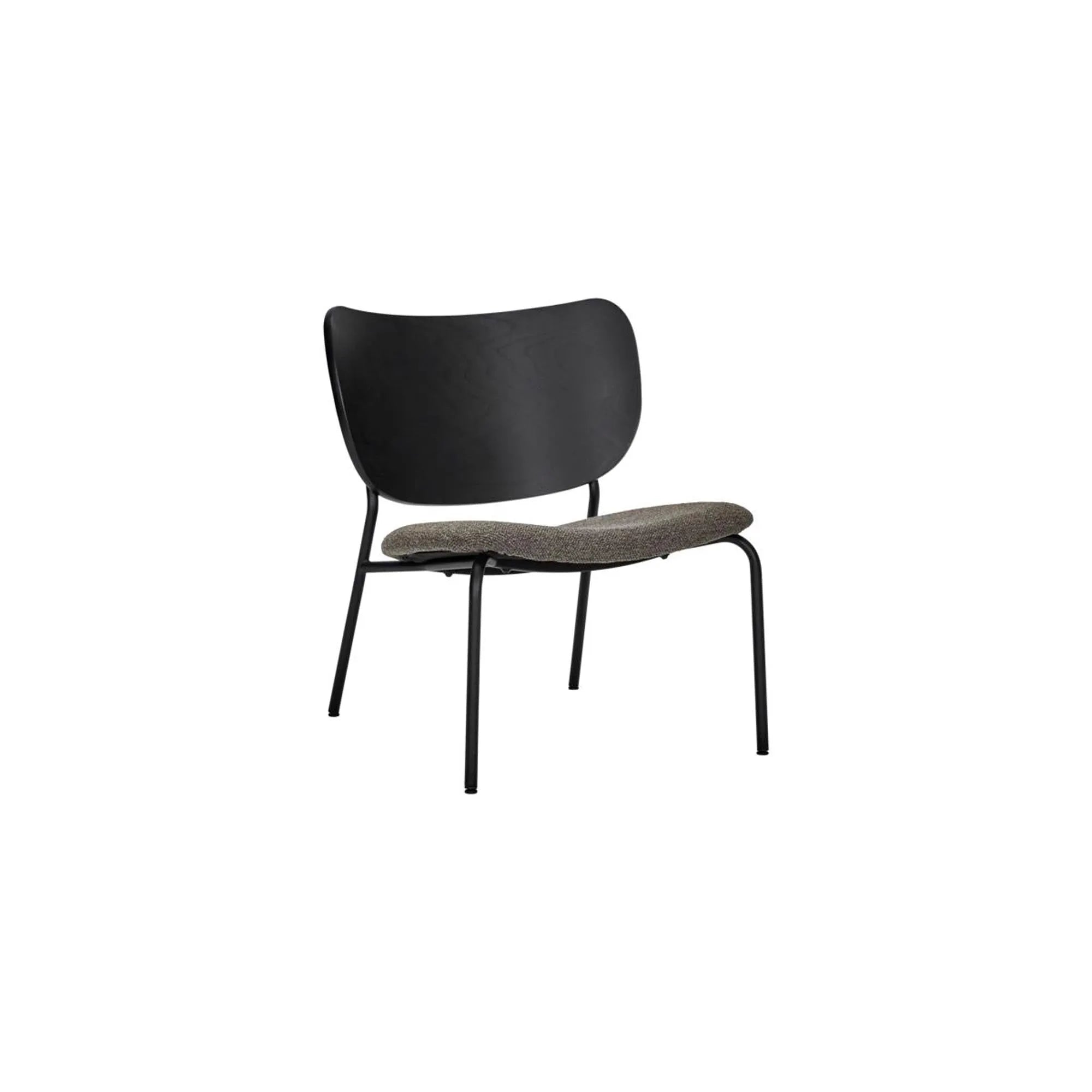 Eleganter HDLonga Loungesessel in Braun, Holzrücken, Bouclésitz, ideal für Wohnzimmer, 70x56.5x70cm.