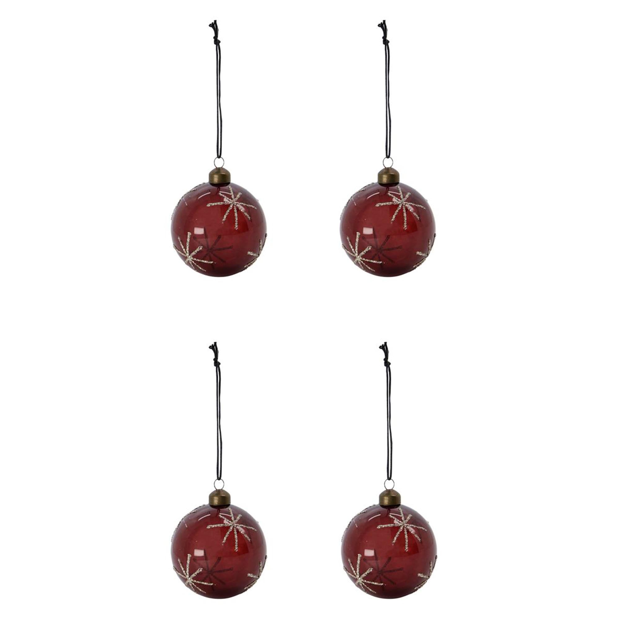 Entdecke die eleganten HDStar Ornamente in Bordeaux von House Doctor. Hochwertige Glas-Kugeln für festliche Weihnachtsdekoration.