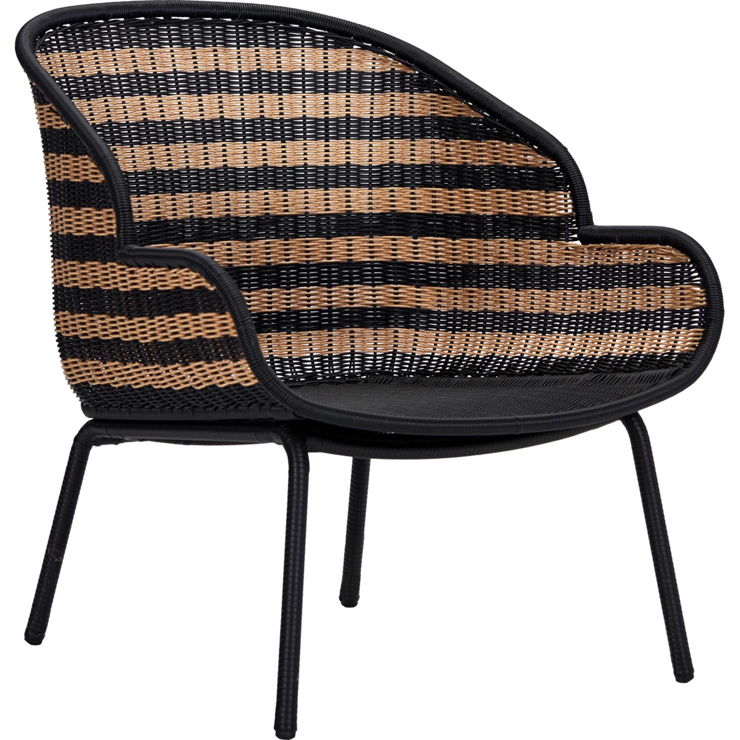 Eleganter Lounge-Sessel HDHapur von House Doctor: Natur & Schwarz, wetterfest, stabil, ideal für drinnen & draussen.
