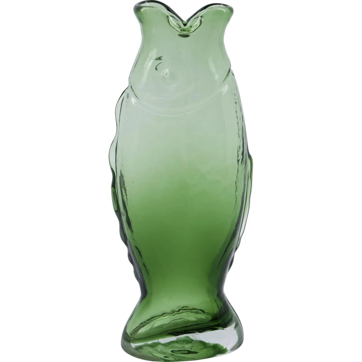 Elegante, grüne HDFish Vase von House Doctor: Handgefertigtes Glas, spielerische Fischform, ideal für moderne Wohnräume.