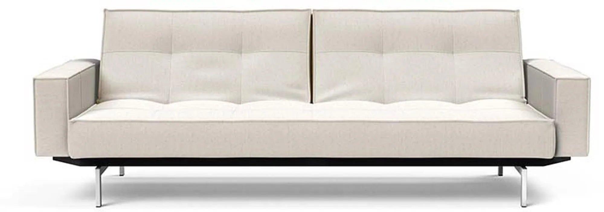 Stilvolles Splitback Sofabett 210 Chrom mit Armlehnen von Innovation.