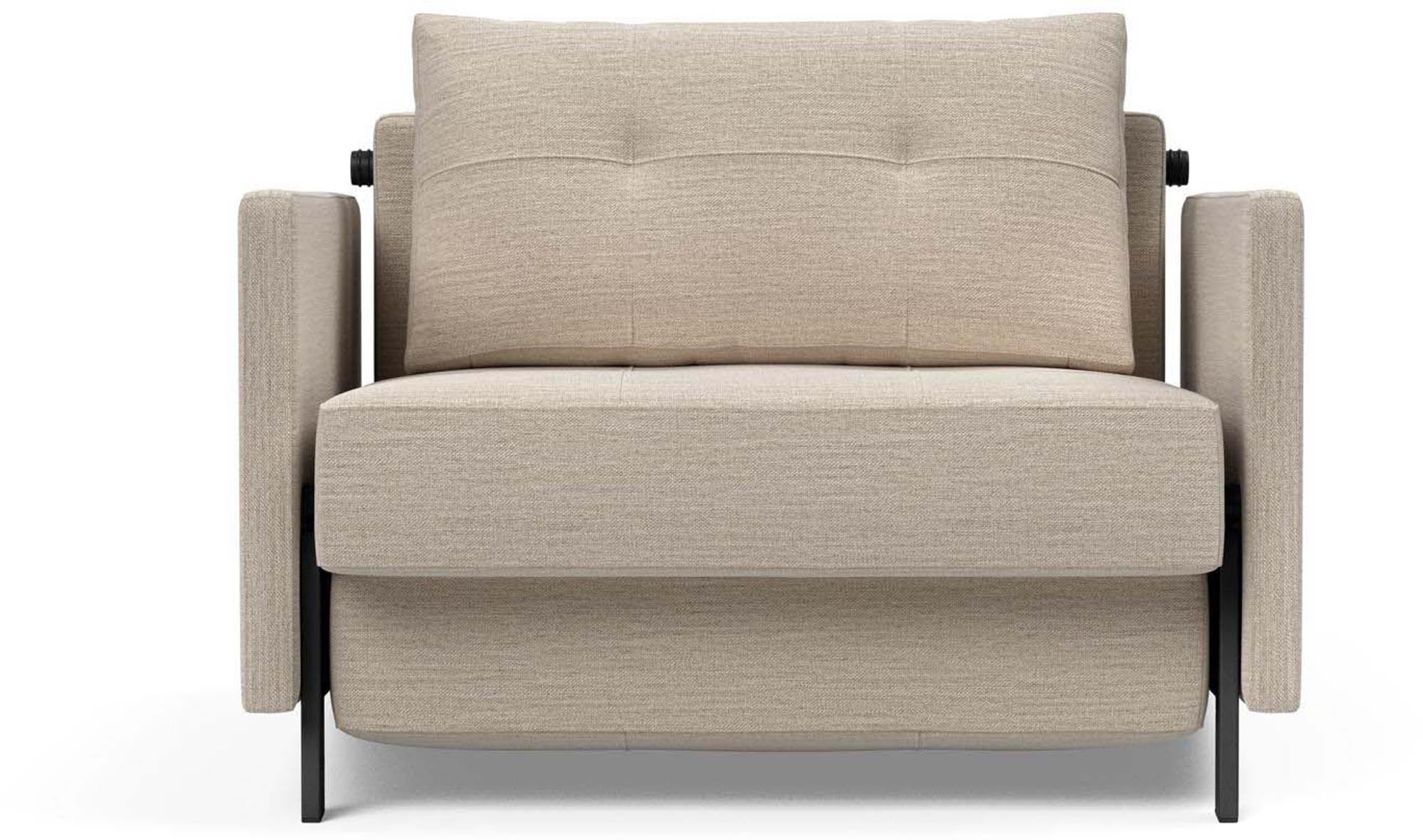 Cubed Sessel 90 mit Armlehnen von Innovation Living: modernes Design, ergonomischer Komfort, wandelbar zum Bett, ideal für kleine Räume.