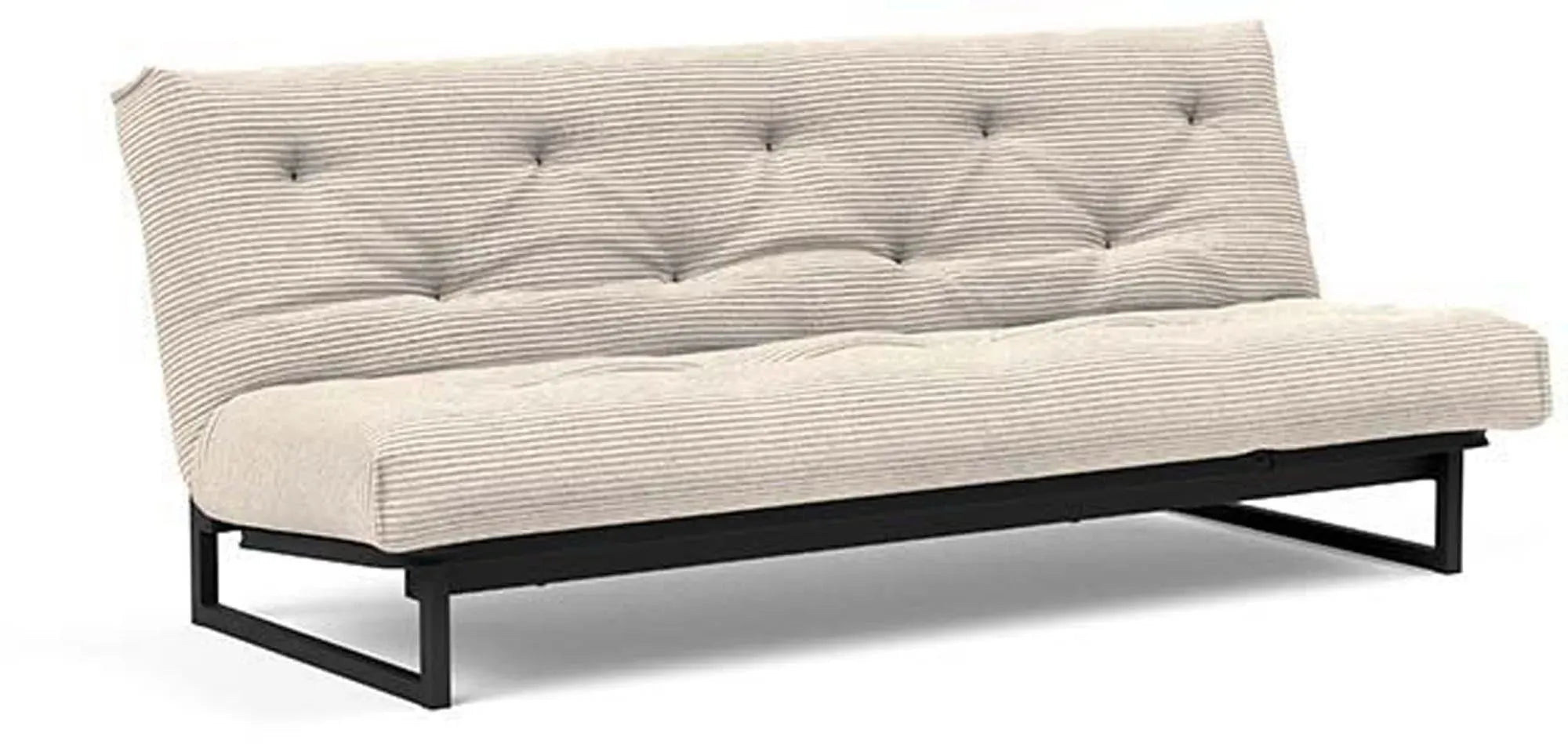 Elegantes Bettsofa mit verstellbarer Kopfhöhe und Soft Spring-Matratze für optimalen Komfort.