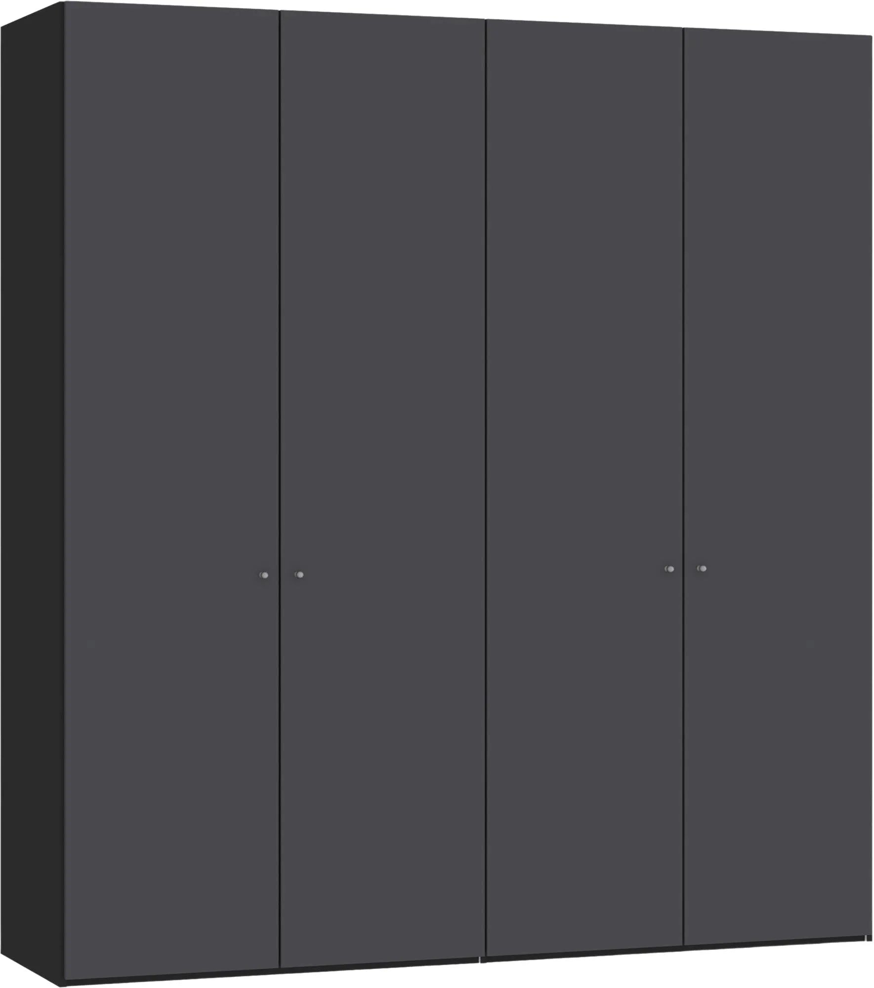 Moderner 4-türiger Drehtürenschrank in Anthrazit von Jutzler, individuell konfigurierbar, stabil und einfach aufzubauen.