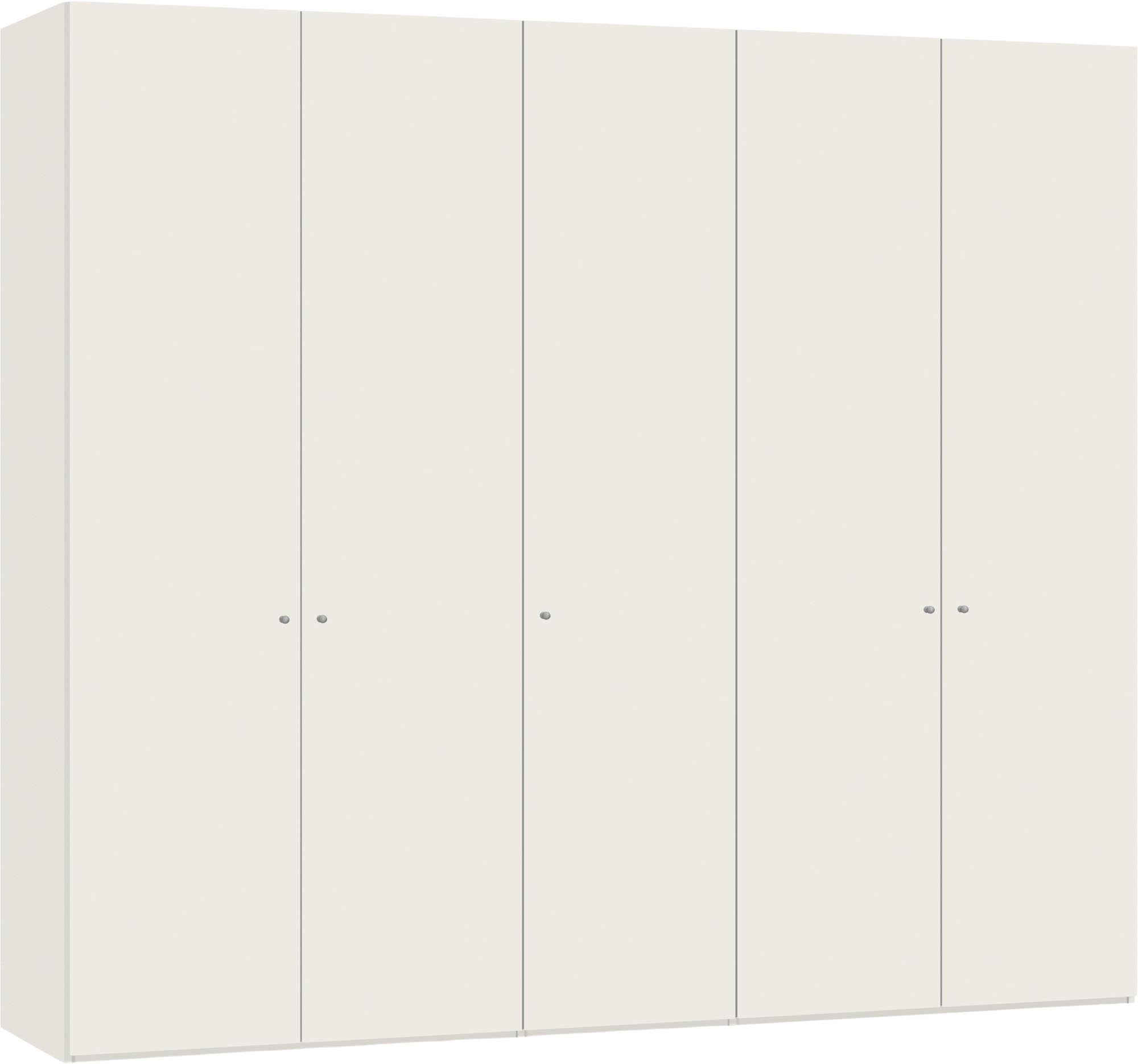 Jutzler 5-türiger Drehtürenschrank in Cremeweiß mit Zubehör.