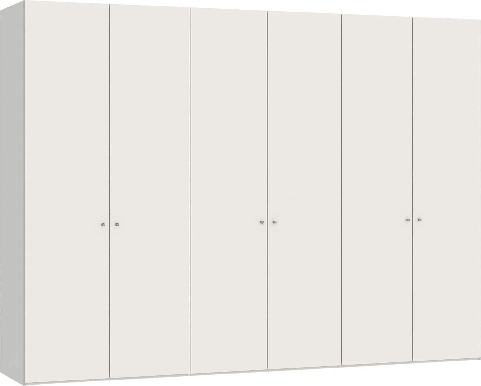 Stilvoller 6-türiger Drehtürenschrank in Cremeweiß mit Zubehör.