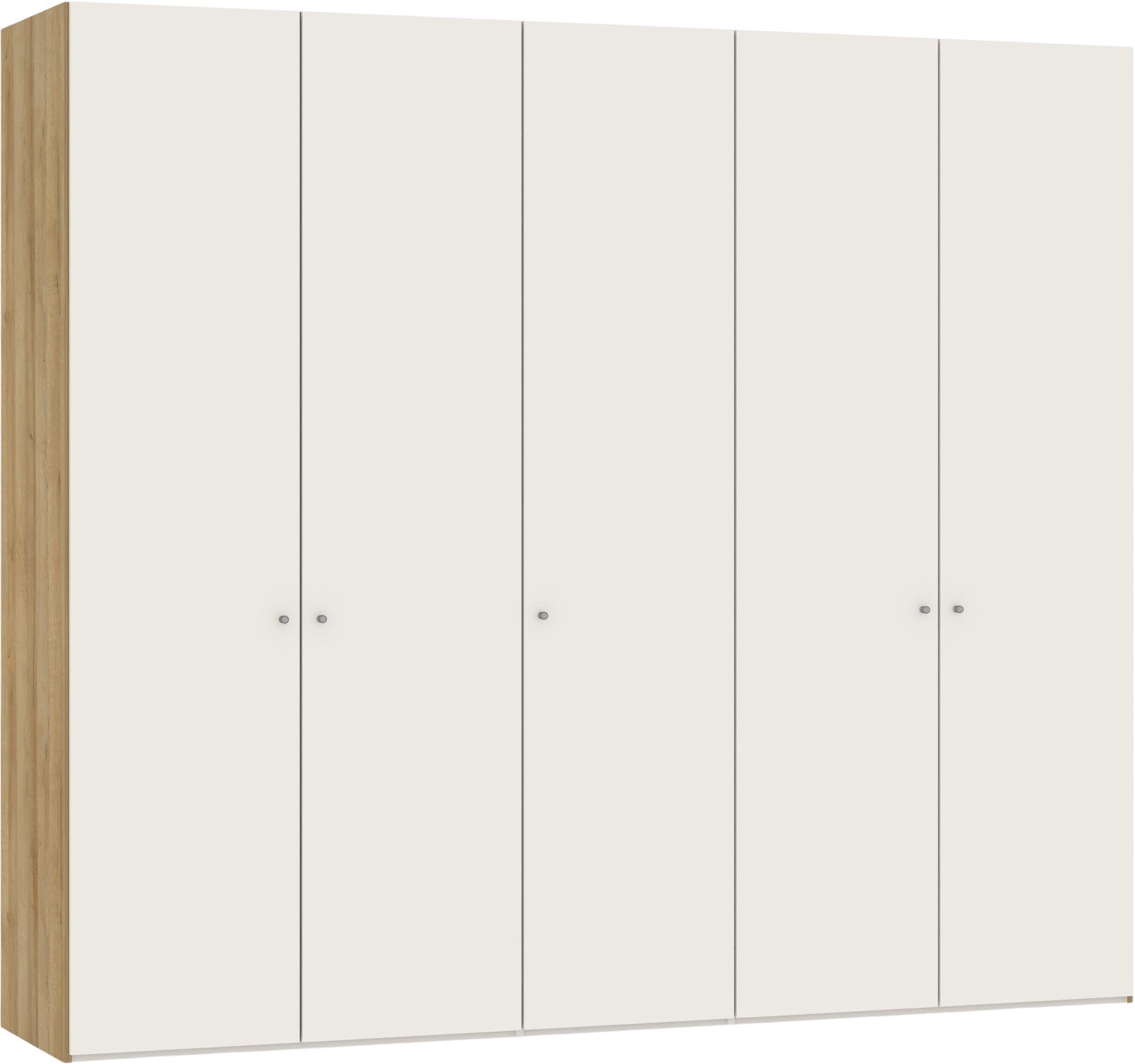 Jutzler 5-türiger Drehtürenschrank in Cremeweiß mit Zubehör.