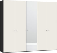 Armadio girevole 5 ante bianco panna/specchio con accessori