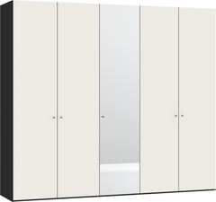 Armadio girevole 5 ante bianco panna/specchio con accessori