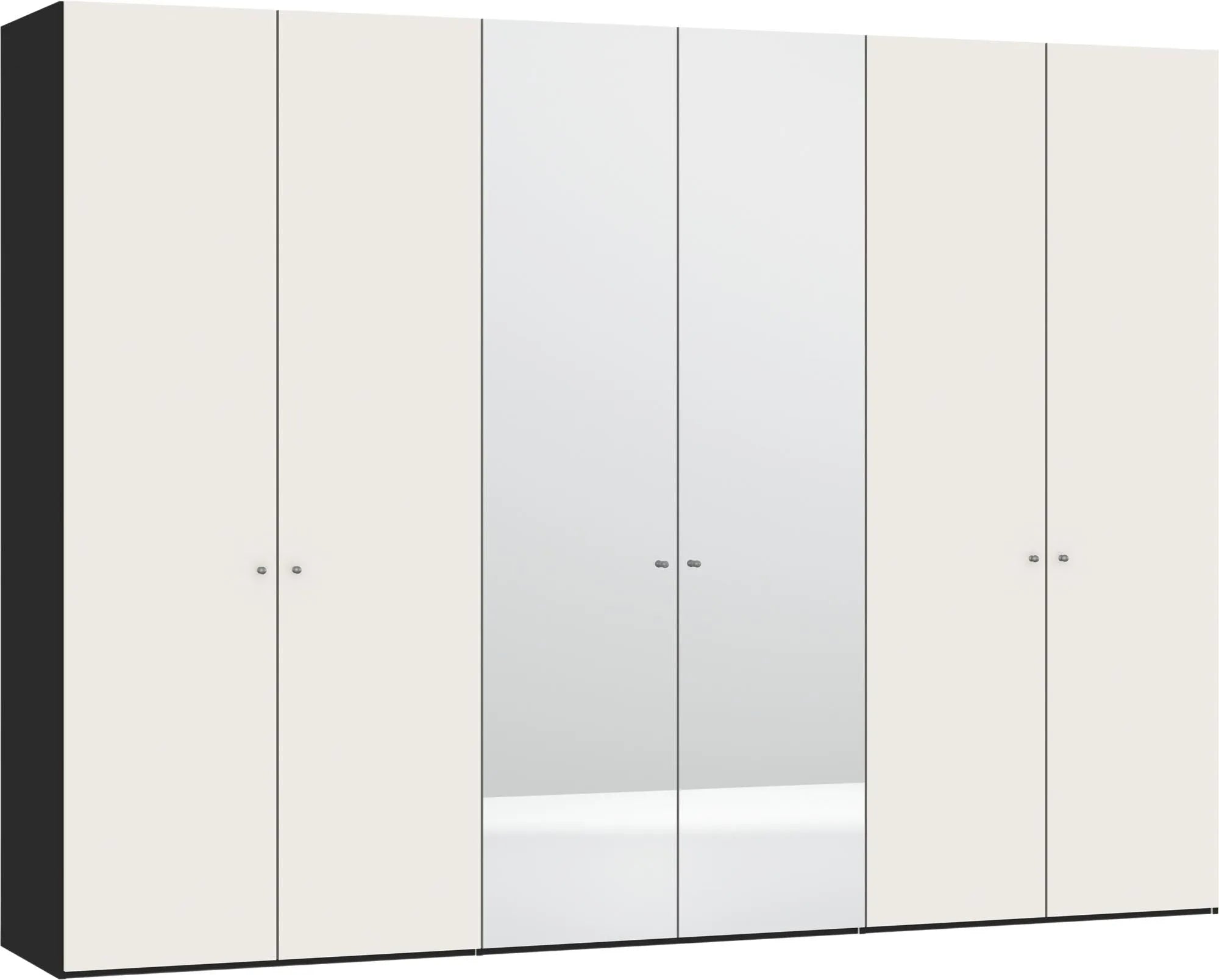 Drehtürenschrank 6türig Cremeweiss / Spiegel - KAQTU Design