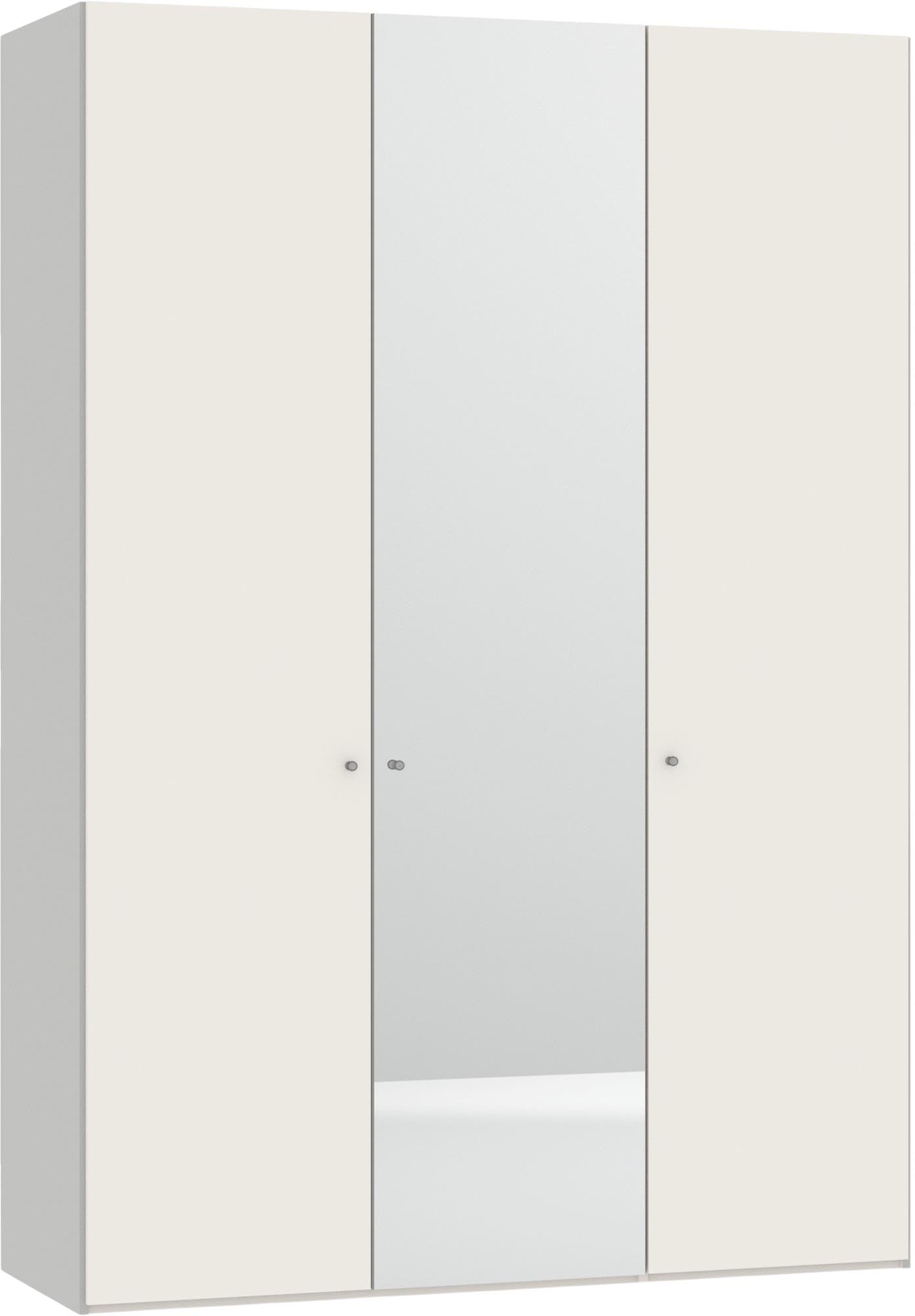 Jutzler Drehtürenschrank 3-türig Cremeweiß mit Spiegel und Zubehör.