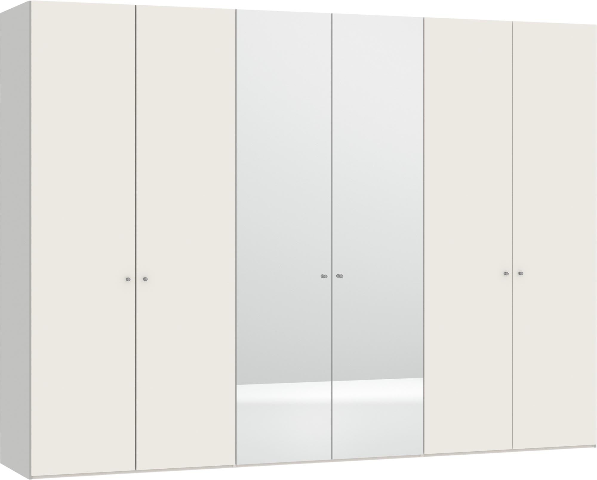 Eleganter 6-türiger Jutzler Schrank in Cremeweiß mit Spiegeln.