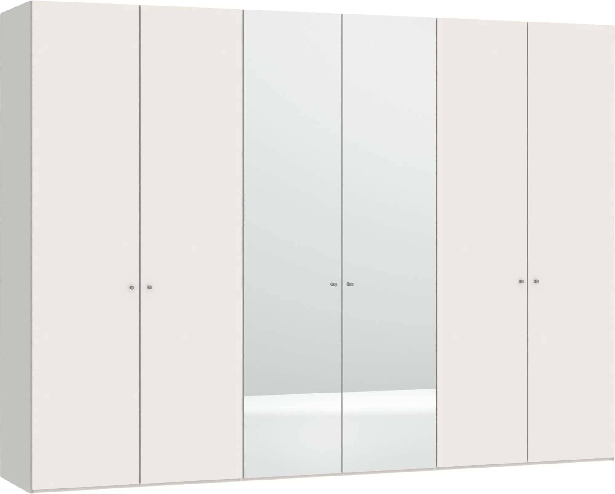 Drehtürenschrank 6türig Cremeweiss / Spiegel mit Zubehör - KAQTU Design