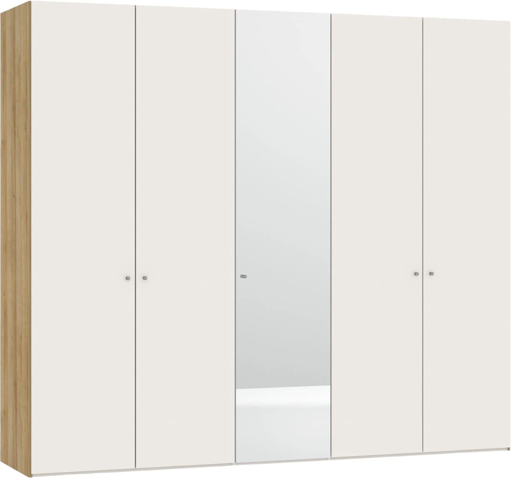 Drehtürenschrank 5türig Cremeweiss / Spiegel - KAQTU Design