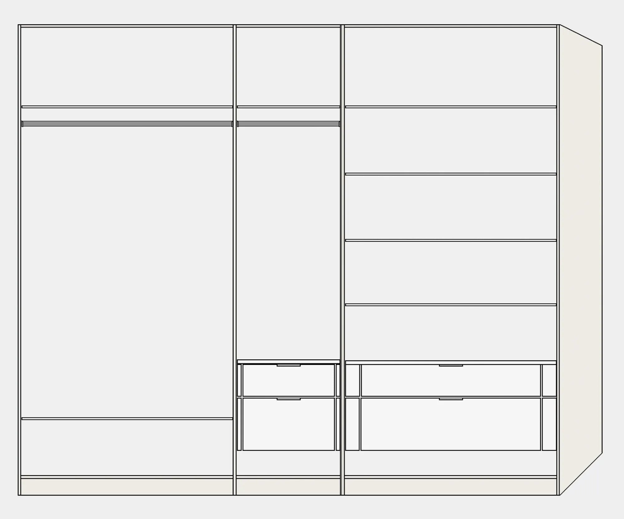 Drehtürenschrank 5türig Cremeweiss / Spiegel mit Zubehör - KAQTU Design