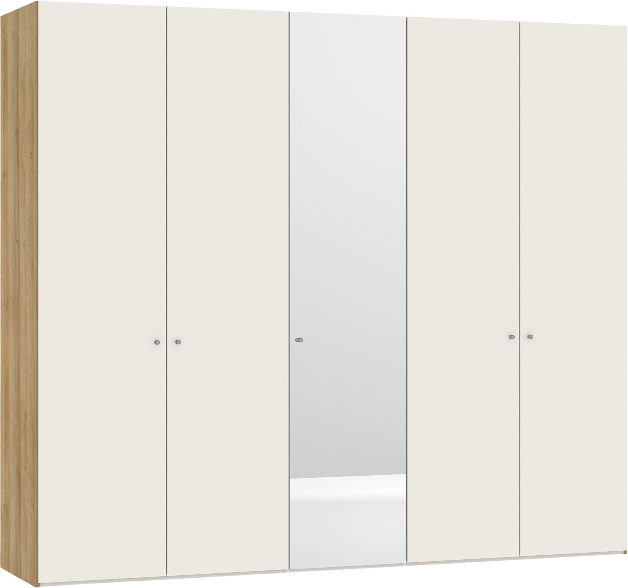 Stilvoller Jutzler Drehtürenschrank 5-türig in Cremeweiss mit Spiegel.