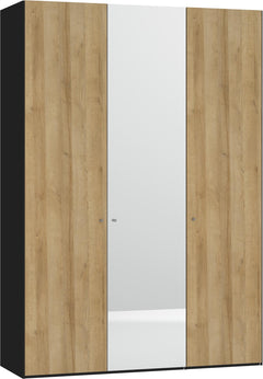 Armadio girevole 3 ante rovere/specchio con accessori