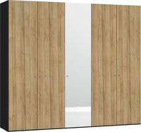 Armadio girevole 5 ante rovere/specchio con accessori