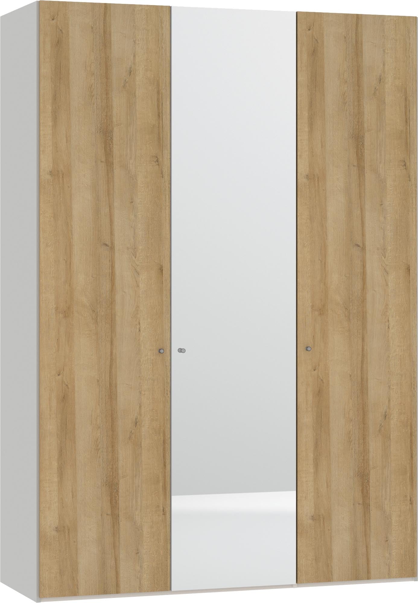 Moderner Jutzler Drehtürenschrank: Eiche, Spiegel, 3 Türen, Zubehör.