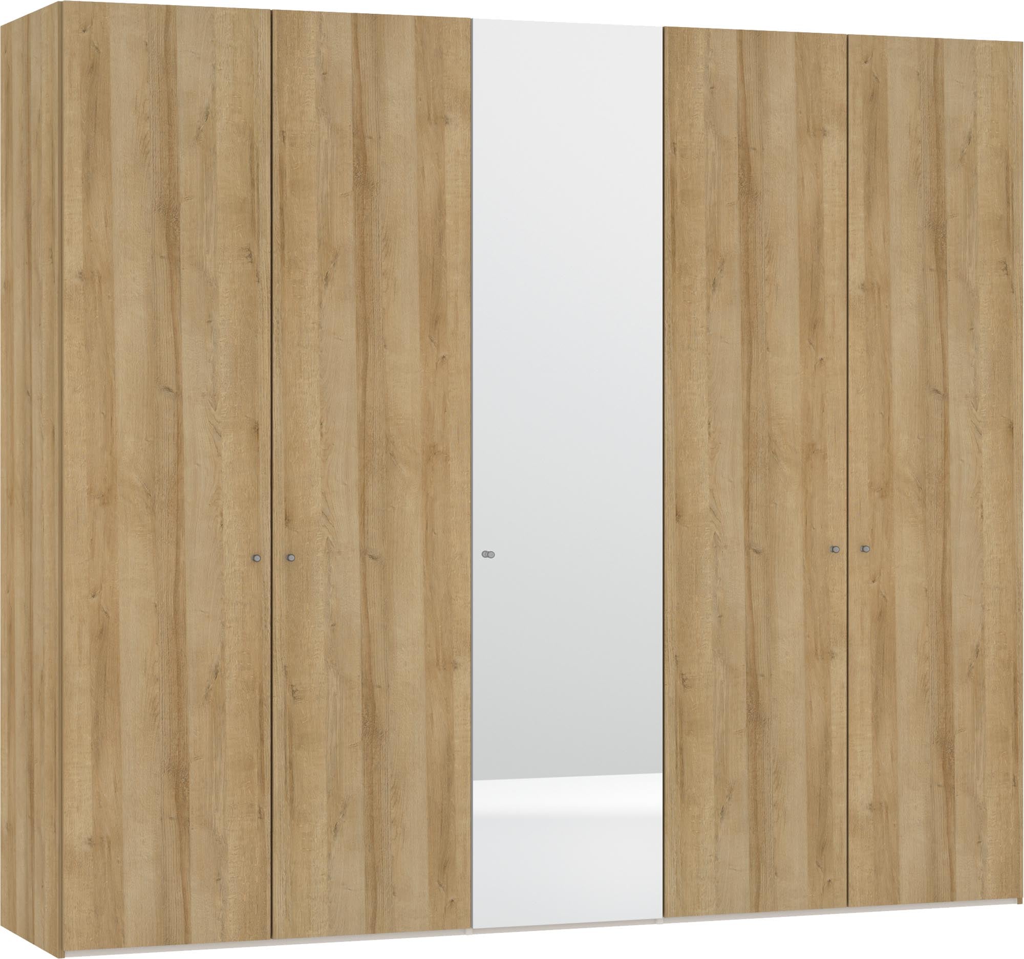 Eleganter 5-türiger Drehtürenschrank von Jutzler in Eiche, ausgestattet mit praktischen Spiegeln für einen modernen Look.