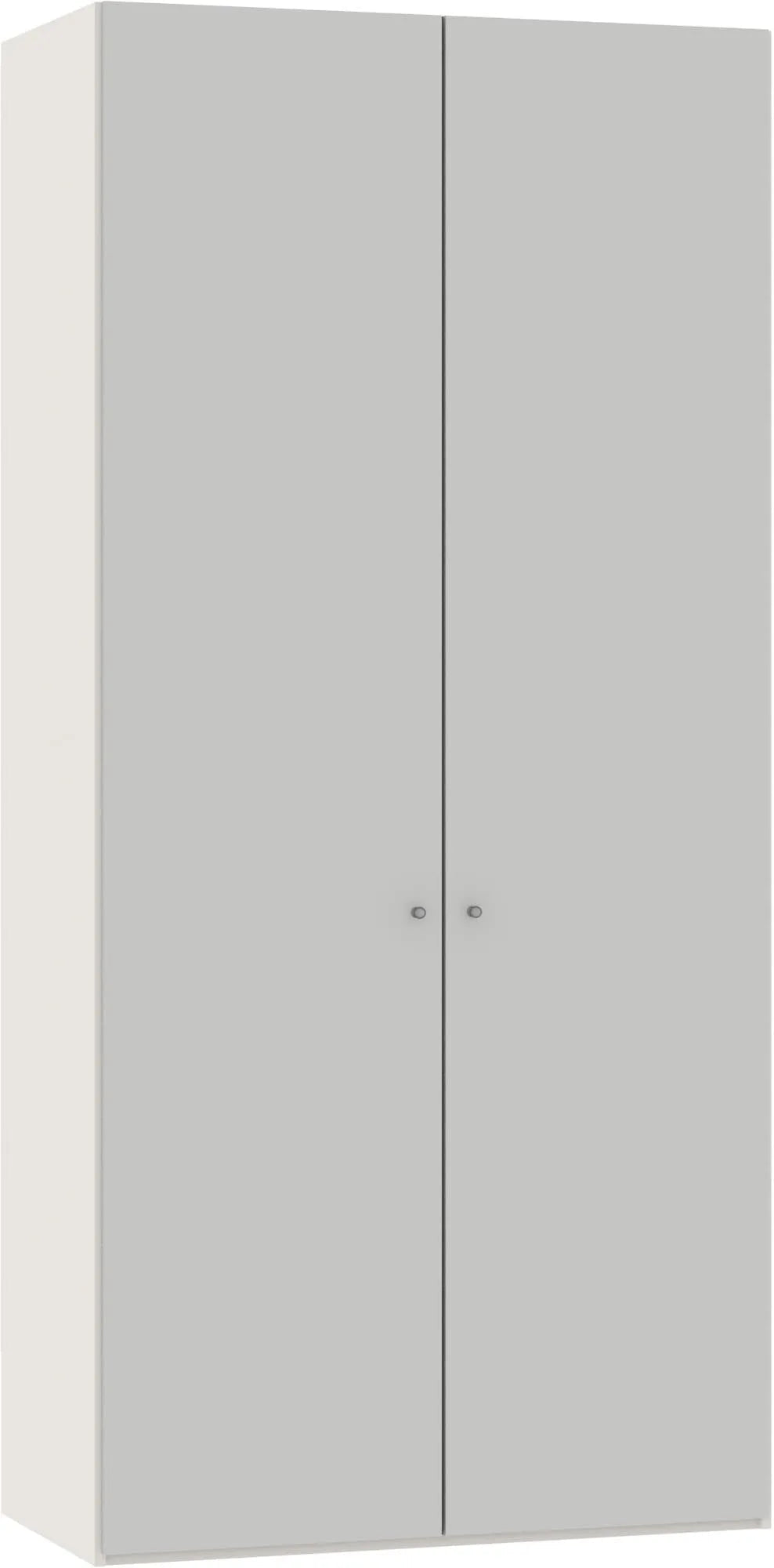 Eleganter 2-türiger Drehtürenschrank in Hellgrau von Jutzler: Funktional, individuell konfigurierbar, stabil und einfach aufzubauen.