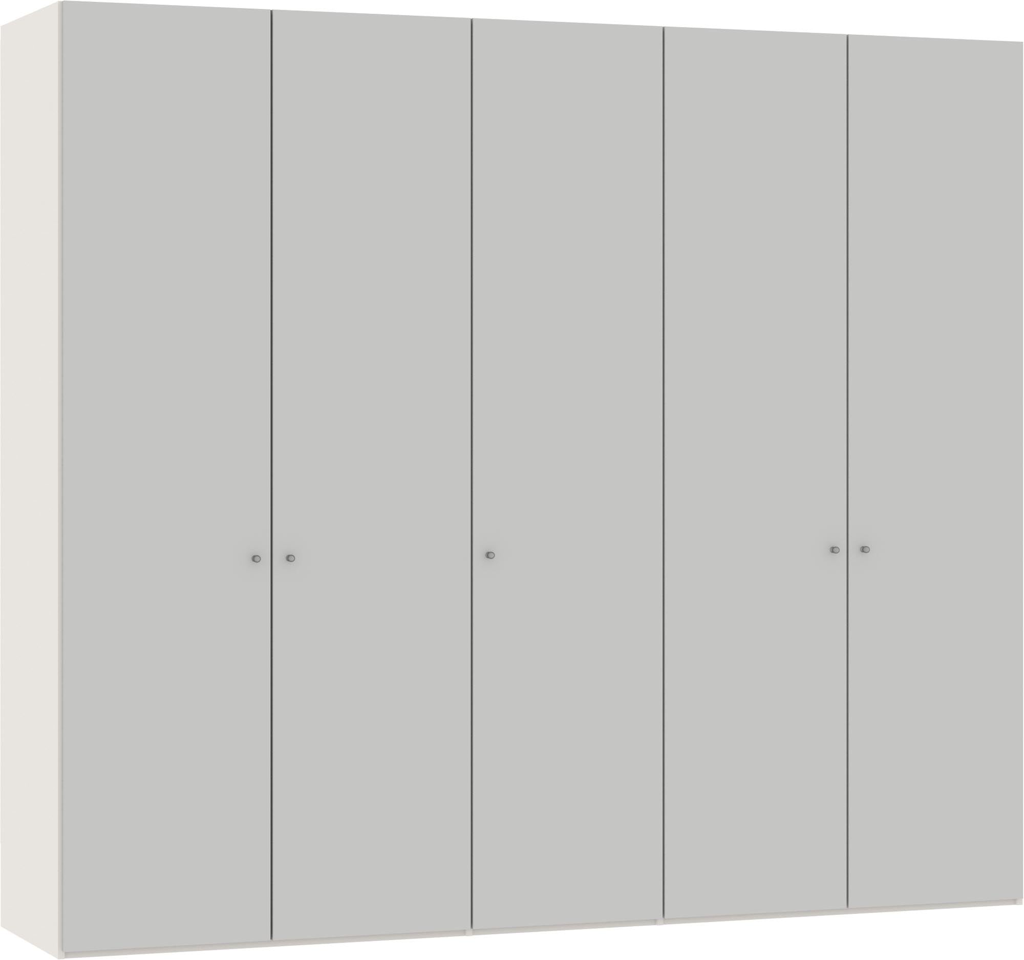 Stilvoller Jutzler Drehtürenschrank 5-türig in Hellgrau mit Zubehör.