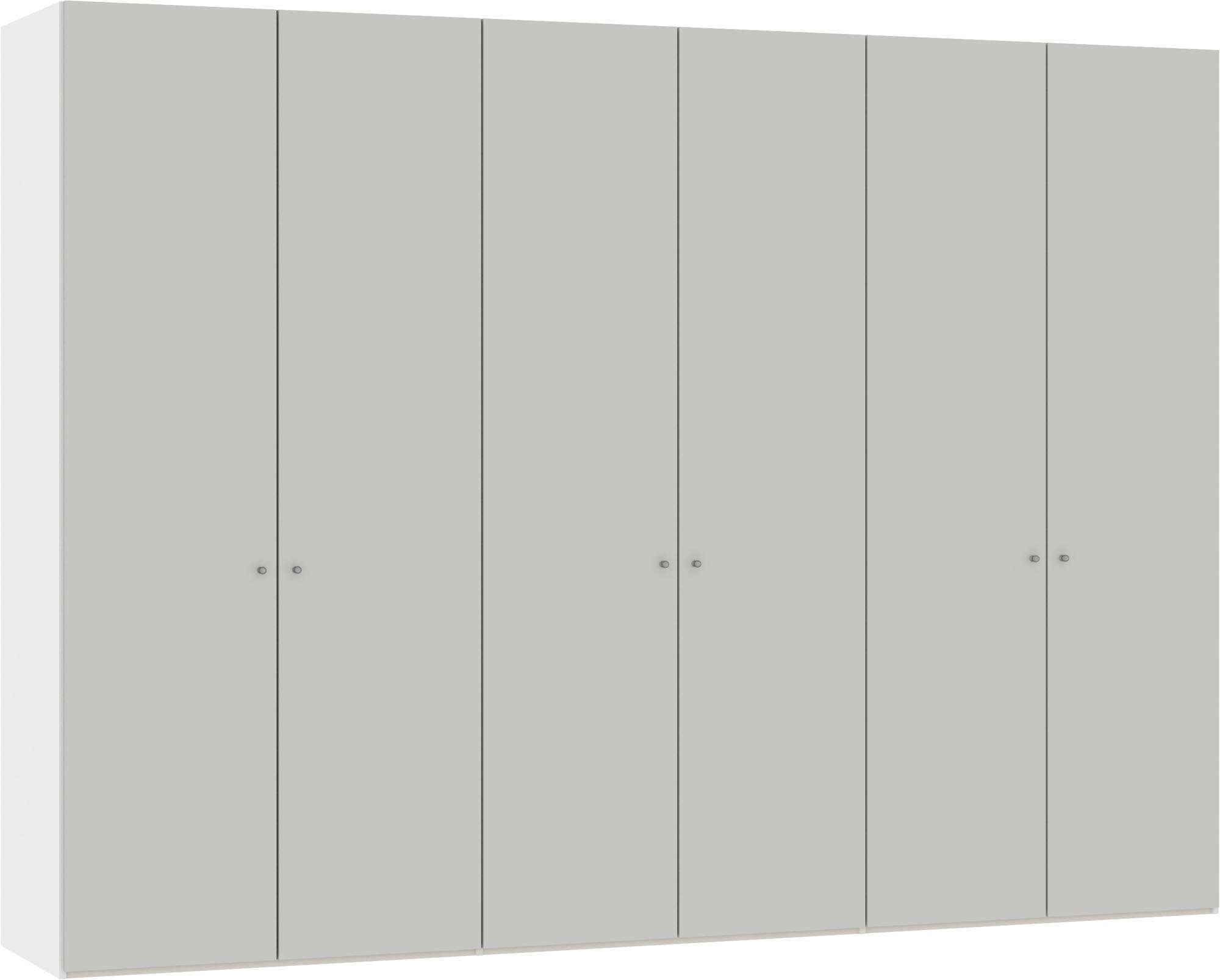 Stilvoller Jutzler Drehtürenschrank 6-türig in zeitlosem Hellgrau.