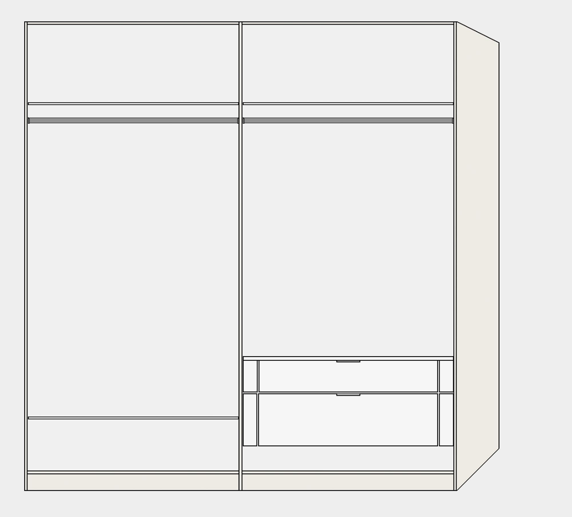 Eleganter 4-türiger Drehtürenschrank in Hellgrau von Jutzler.