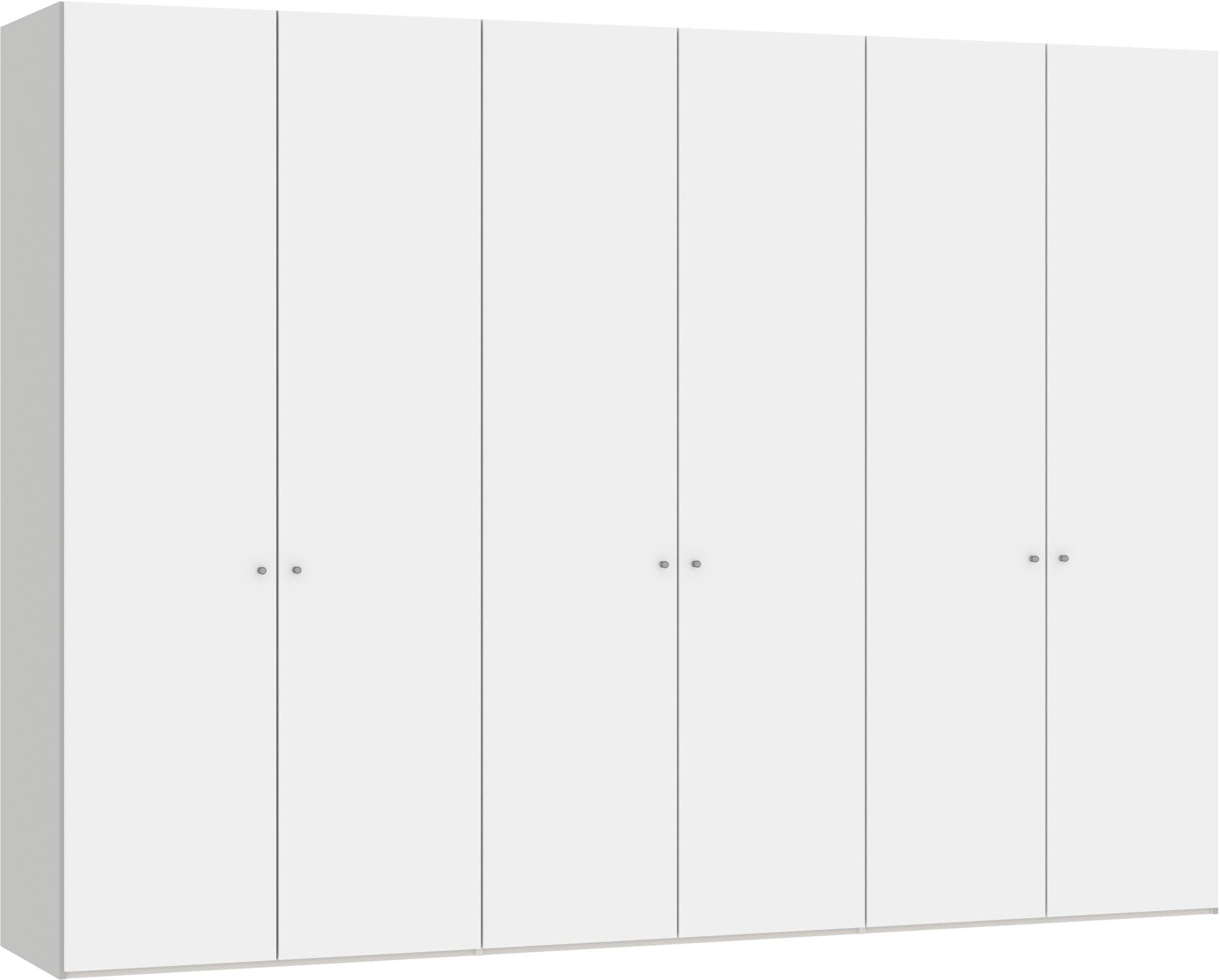 Jutzler 6-türiger Drehtürenschrank in Premiumweiß mit Zubehör.